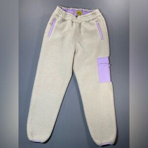 Golf Wang Sherpa Jogger Pants; Elastic Waist; Cream & Lilac - Mens Small